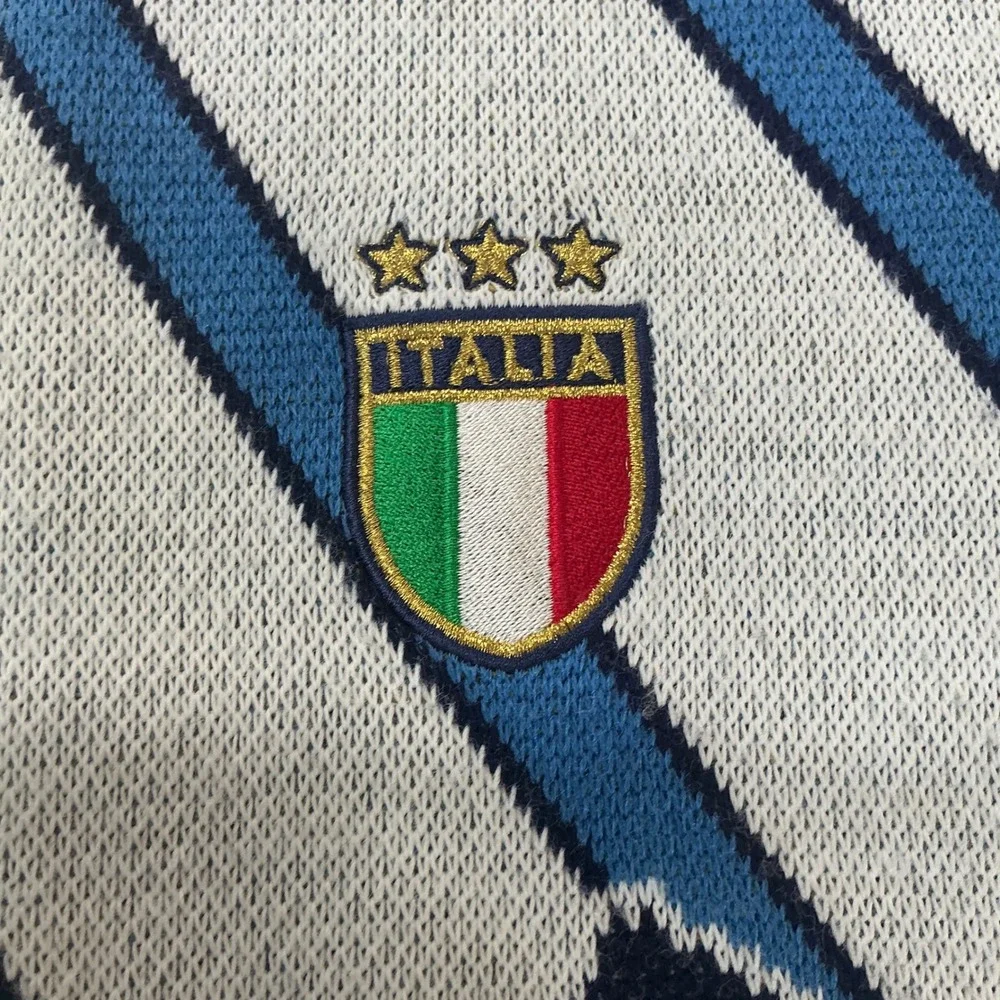 Puma Scarf Italia FIGC Soccer OS White Blue Striped Knit Fringe Made in Italy